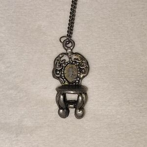 Vintage Silver Chair Pendant Necklace